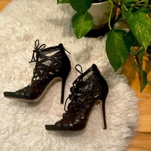 Sam Edelman black lace up stiletto heels size 6 gladiator